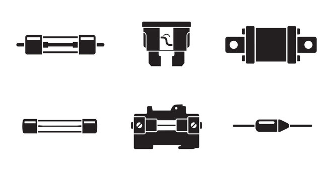 PrintAutomotive blade fuse icon black vector silhouette for car circuit protection