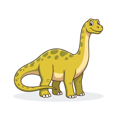 Cute Long Neck Dinosaur Cartoon Brontosaurus Illustration © Aryasakti