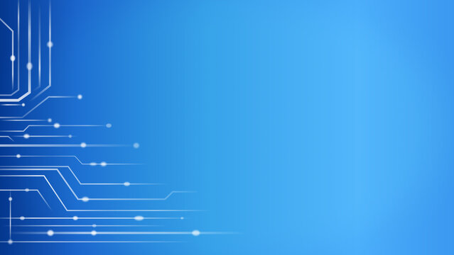 Blue technology circuit lines gradient background, futuristic digital network banner, abstract tech wallpaper, 16:9