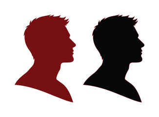 Male head silhouette vector, profile portrait illustration, man's face outline, anonymous person icon for identity and avatar designs © Shanza