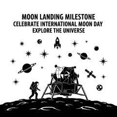 Astronaut Walking on Moon Surface Alone. © Suhadi