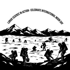 Astronauts conducting lunar science in action on the moons surface. © Suhadi