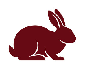 Obraz premium Minimalist dark red rabbit vector illustration, a sleek graphic bunny silhouette, perfect for animal branding, nature designs, or Easter holiday projects.