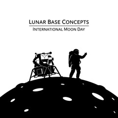 Lunar Base Concepts International Moon Day Astronaut and Lander Silhouette. © Suhadi