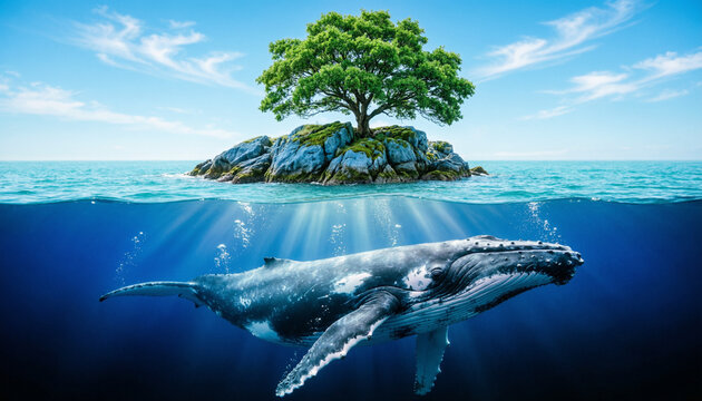 The Silent Anchor: A Surreal Harmony of the Deep Blue and the Living Earth
