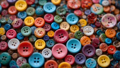 Fototapeta premium A colorful assortment of buttons in various shapes and sizes