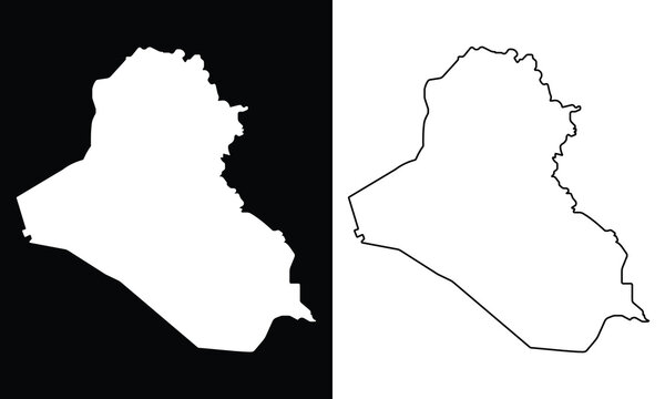 Iraq map vector. Silhouette of Iraq map icon, symbol. Boundary of Iraq map icon. Vector illustration.