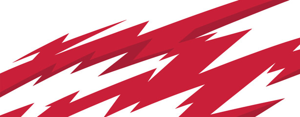 Fototapeta premium Dynamic red lightning bolts streak across a pristine white background, a clean illustration capturing raw energy and speed in a vibrant abstract pattern