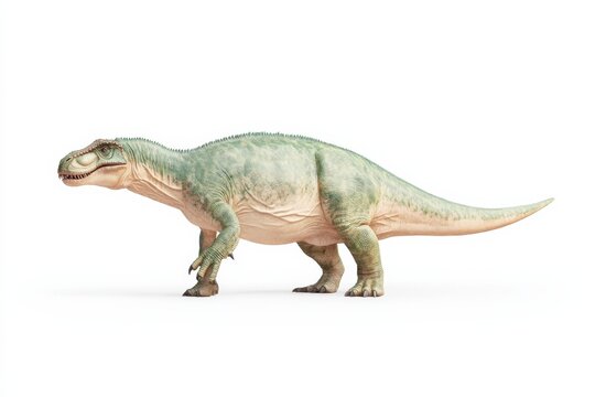 Realistic iguanodon dinosaur on white background for educational and design purposes