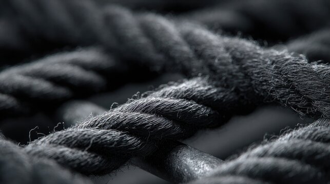 Black woven fabric with a steel frame, emphasizing texture and material details