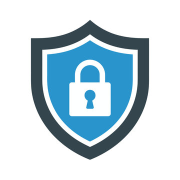 Vector of a shield with a lock symbol representing security and protection