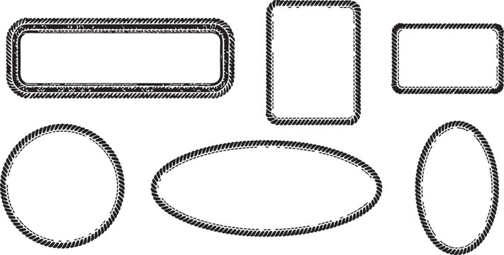 Rope frame border set different shapes vector graphics.
