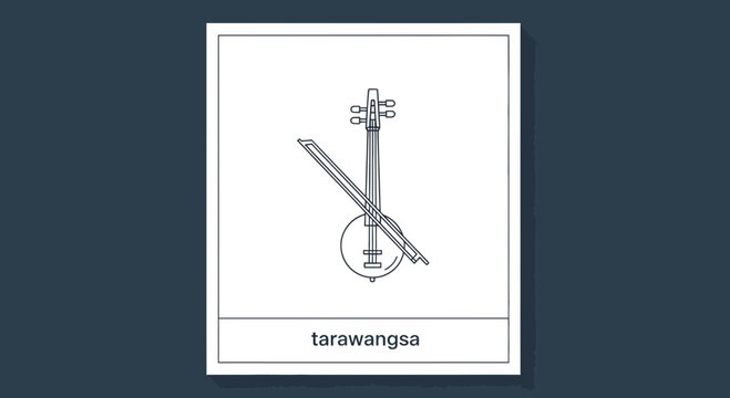 Tarawangsa Traditional Indonesian Musical Instrument Line Art Icon