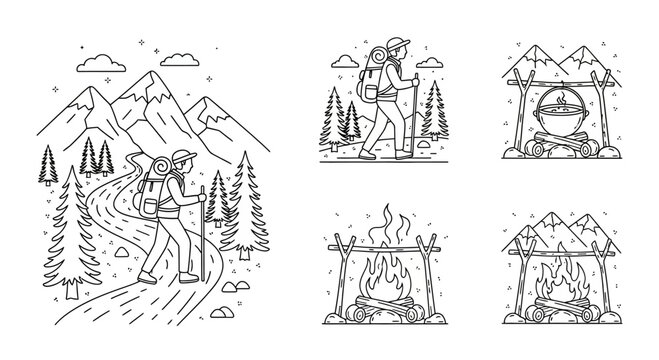 Man hiking in the mountains alone.