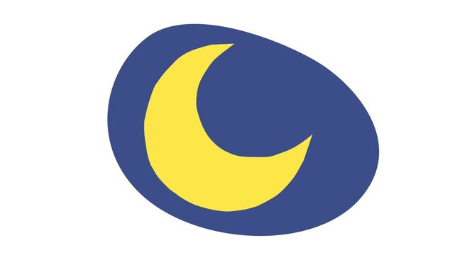Seamless Animation of Yellow Sun and Moon in Simple Hand-Drawn Style