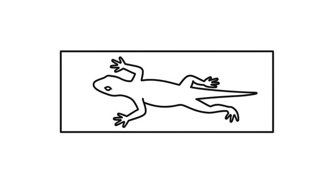 Simple Line Drawing of a Gecko Lizard on White Background