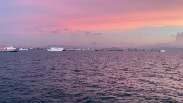 video footage of a sea view at dusk