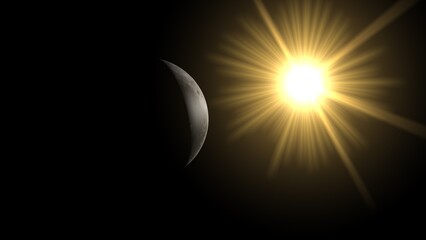 Moon and space. 3d illustration © Wublie