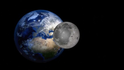 Moon and Earth space. 3d illustration © Wublie