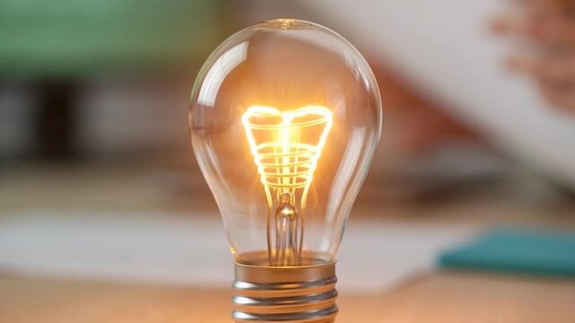 Illuminating Idea: A close-up shot of a glowing light bulb, representing a moment of inspiration and the birth of a new idea.