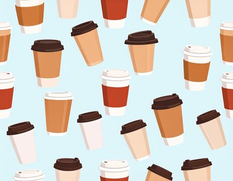 コーヒーカップが並んだパターンの背景