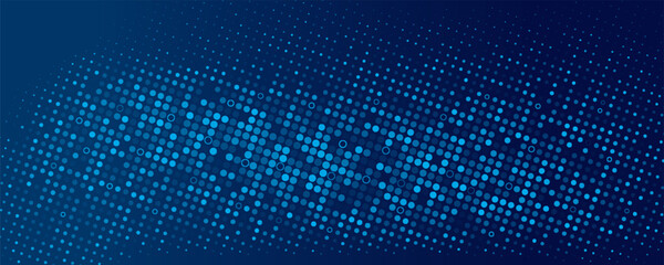 Fototapeta premium Blue Abstract Background with Concentric Circles Halftone Pattern, Modern Digital Radial Gradient Design, Dynamic Dotted Backdrop for Tech Web Banner, Corporate Presentation, and Futuristic Wallpaper.