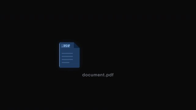 Blue pdf document icon with label centered in darkness. Perfect for technology websites, business presentations, digital marketing materials, and educational content.