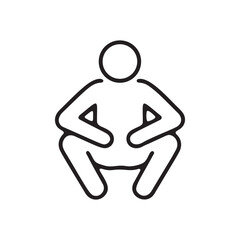 Obraz premium Human figure squatting line icon