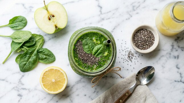 Green Detox Smoothie Bayam Apel Lemon