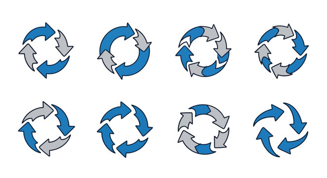 Collection of Circular Arrows: Refresh, Recycle, and Continuous Process Icons