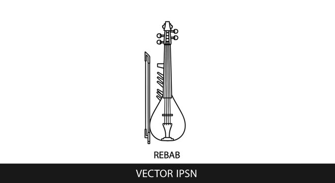 Rebab String Instrument Vector Icon - Traditional Middle Eastern Music Symbol