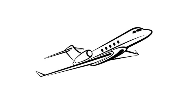 Private Jet Vector Illustration - Business Aircraft Flying Icon Isolated on White Background