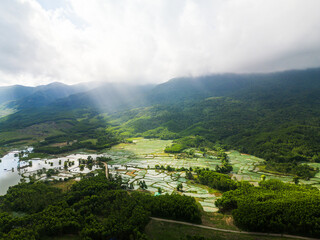 Aerial View Rice Fields Tra Ly Pond Duy Xuyen Vietnam