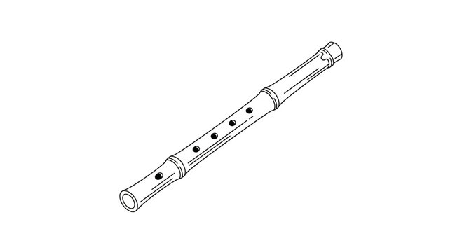 Bamboo Flute Musical Instrument Line Art Illustration