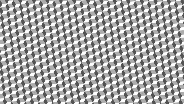 Abstract geometric pattern featuring a repeating array of monochromatic isometric cubes creating an optical illusion.
