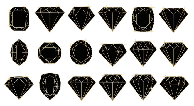 Black diamond shapes with gold outlines.