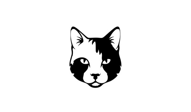 Creative negative space cat head logo vector silhouette