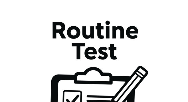 Routine Test Concept with Clipboard and Pencil Icon.