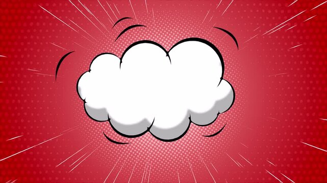 comic strip cartoon thought day dream speech bubble cloud 4K animation, with speed line manga effect 