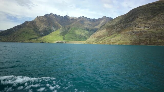 Mountain Lake And Boat Wake