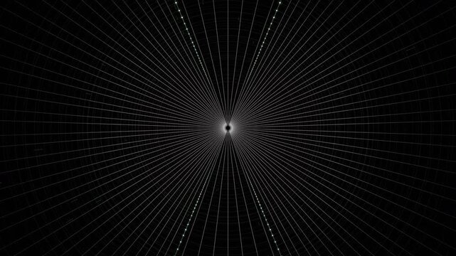 Microscopic titanium rings align to fire a green verification beam through a dark tunnel. This visualizes a zero-knowledge proof protocol, ideal for cybersecurity explainer videos.