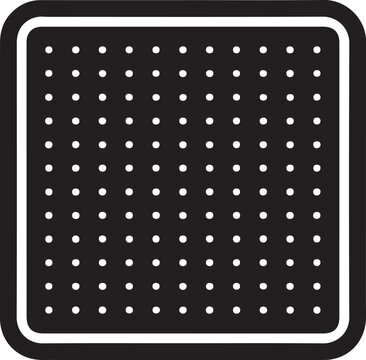 Minimalist black square icon with a rounded white border and a precise grid of small white dots