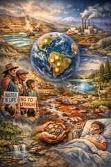 Fototapeta premium Environmental protest against lithium mining pollution