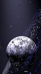 Vertical ringed planet space background 3D render © S_Designs
