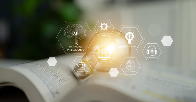 AI learning system involves deep learning, supervised machine learning, and natural language processing. AI learning diagram shows how AI advances learn in automation and data processing. Spline