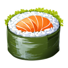 Fresh salmon maki sushi roll with rice for authentic japanese dining experience and gourmet seafood meal options design Vector Illustration © powdesign