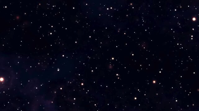 Abstract background astrology and blinking stars seamless loop. Abstract dark 3D animation with glowing stars or particles. Space science background of black sky in starry night in UHD 4K