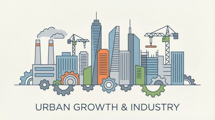 Fototapeta premium Urban growth and industry cityscape illustration.