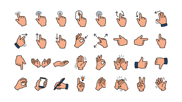 Collection of hand gestures and computer mouse actions for digital interaction