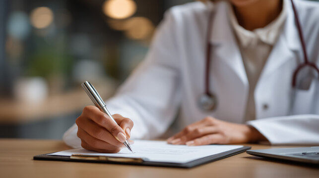 Behavioral therapist documenting gaming pattern intervention progress in clinical notes at hospital workstation, evidence-based treatment protocols and relapse prevention materials nearby, perfect f